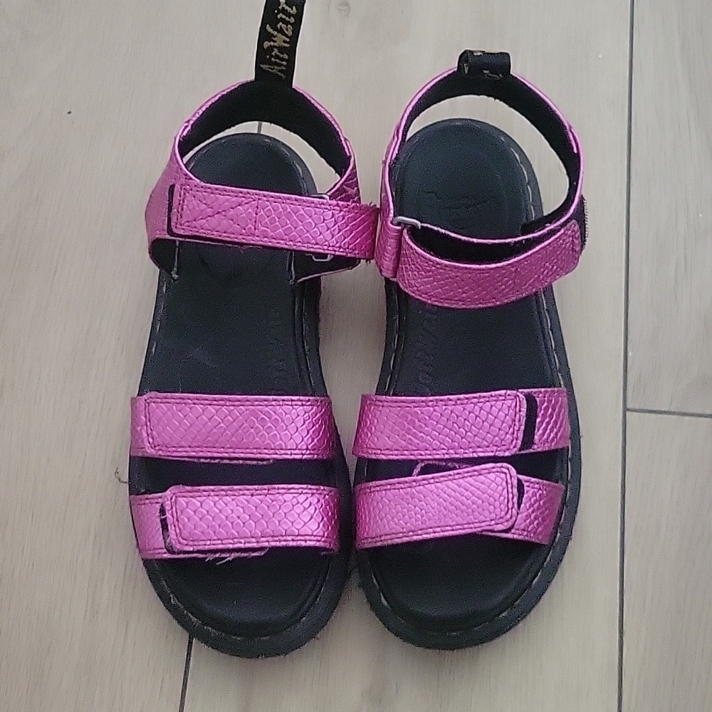 Dr Martens Klaire J Slingback Sandals Pink Reptile Emboss size US5 EU 36